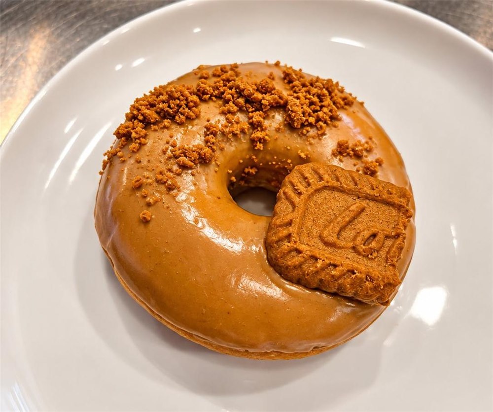 House-made Biscoff crumble doughnut